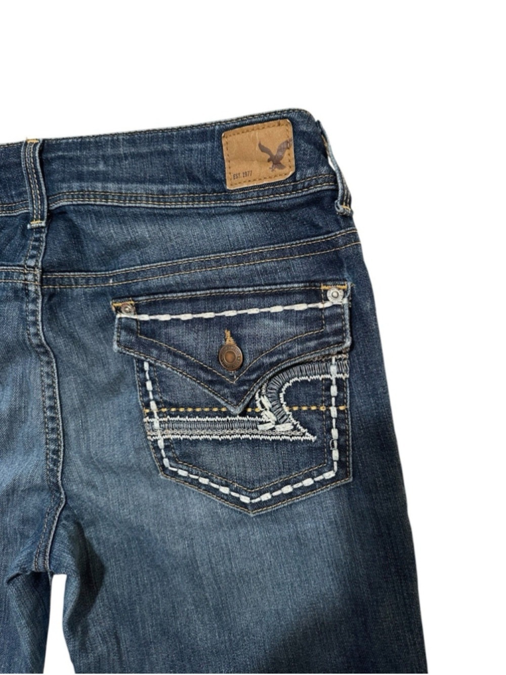American Eagle Jeans Womens 6 30 X 32 Kick Boot Super Stretch Low -Rise Distress - Picture 4 of 16